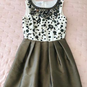 Oscar de la Renta Dress - white & olive green